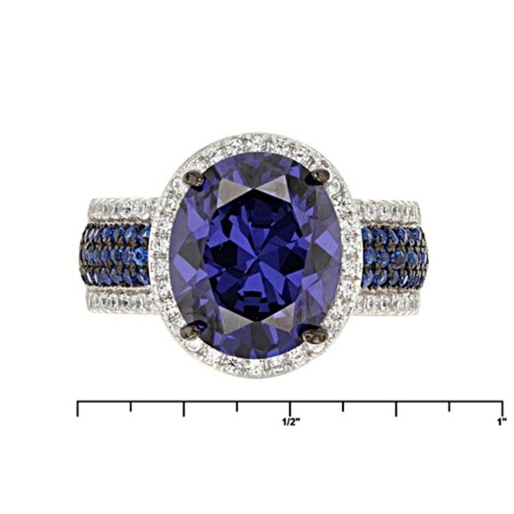 💍 Royal Blue Oval Zircon Multi Row Elegant Silver Trendy Rings for Women… - Picture 6 of 10